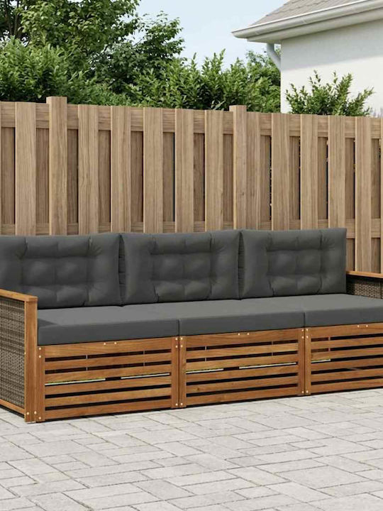 vidaXL Dreisitzer Outdoor-Sofa Hölzernes mit Kissen 249x83x73cm