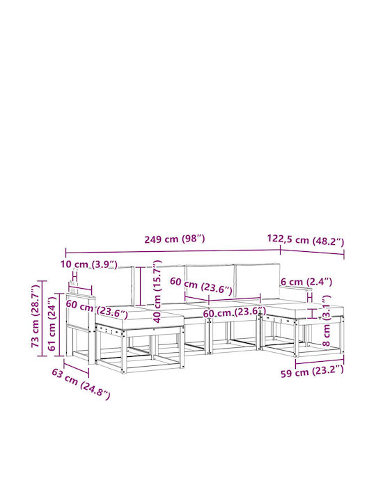 Canapea De Colț Pentru Exterior Din Plastic Cu Perne 249x122.5x73cm