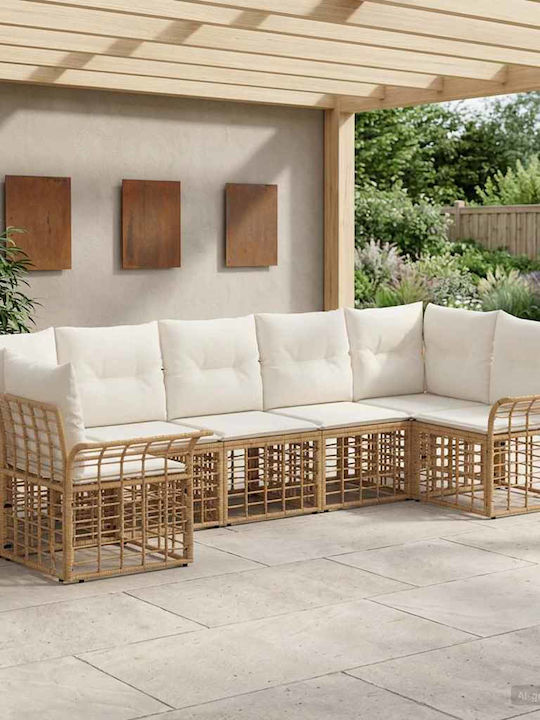 Γωνιακός Καναπές Εξωτερικού Χώρου Rattan με Μαξιλάρια