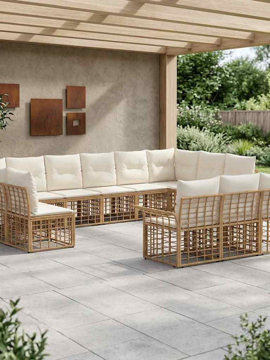 Γωνιακός Καναπές Εξωτερικού Χώρου Rattan με Μαξιλάρια