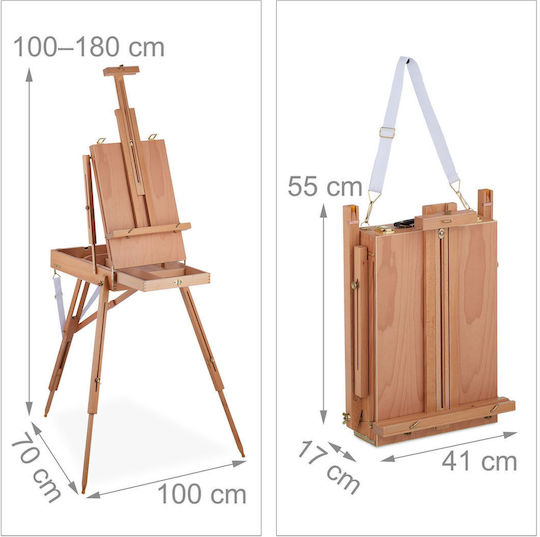 Sevalet Din Lemn Cu Sertar Relaxdays 180x70x100 Cm Culoare Naturală Portabil