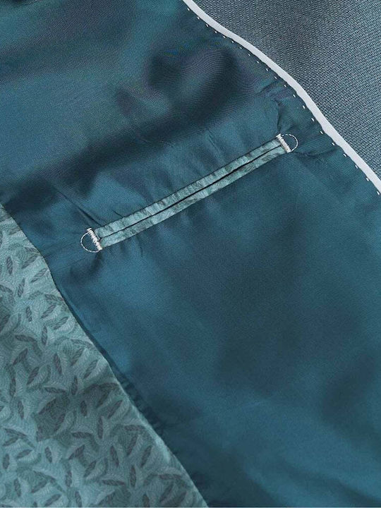 Men's Suit with Vest Petrol Blue