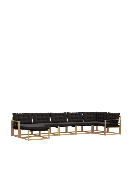 Canapea De Colț Pentru Exterior Din Lemn Cu Perne 406x168.5x73cm