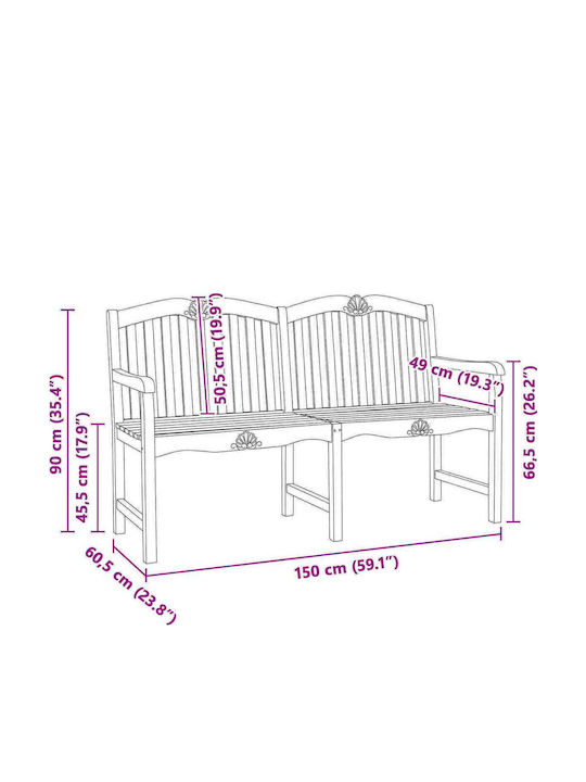 Bancă De Exterior Din Lemn 150x60.5x95cm