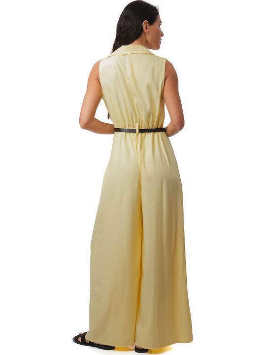 Damenteilose Eingepackt Ärmellose Jumpsuit Gelbe