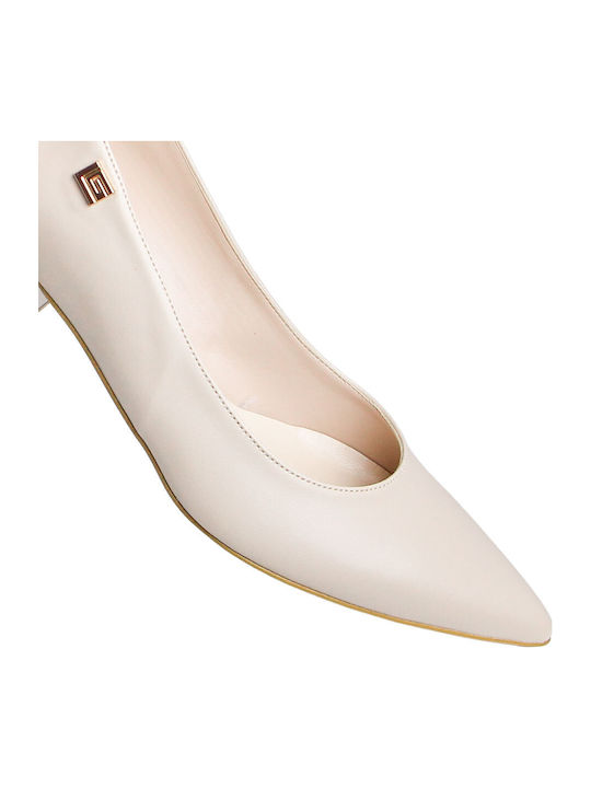 Leder Pumps mit niedrigem Absatz Rosa