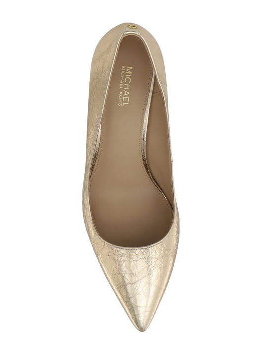 Alina Leather Heels with Medium Heel Gold