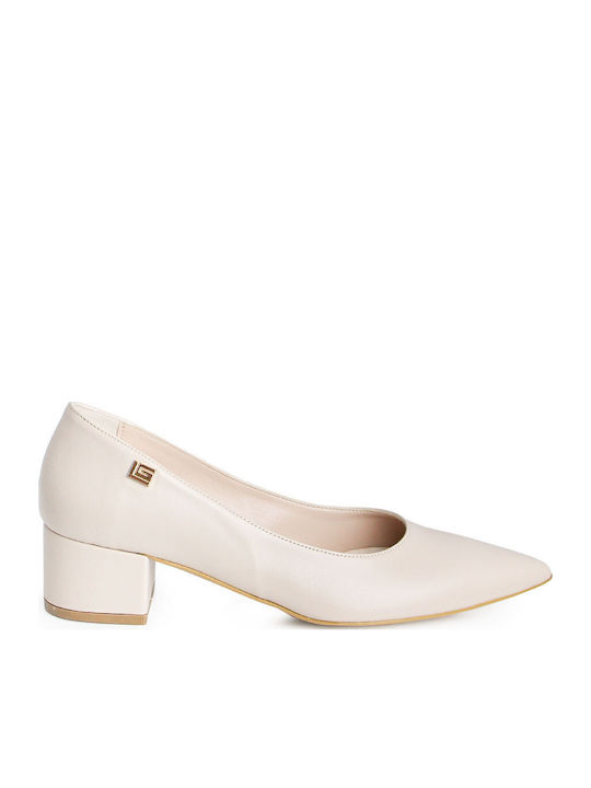 Leder Pumps mit niedrigem Absatz Rosa