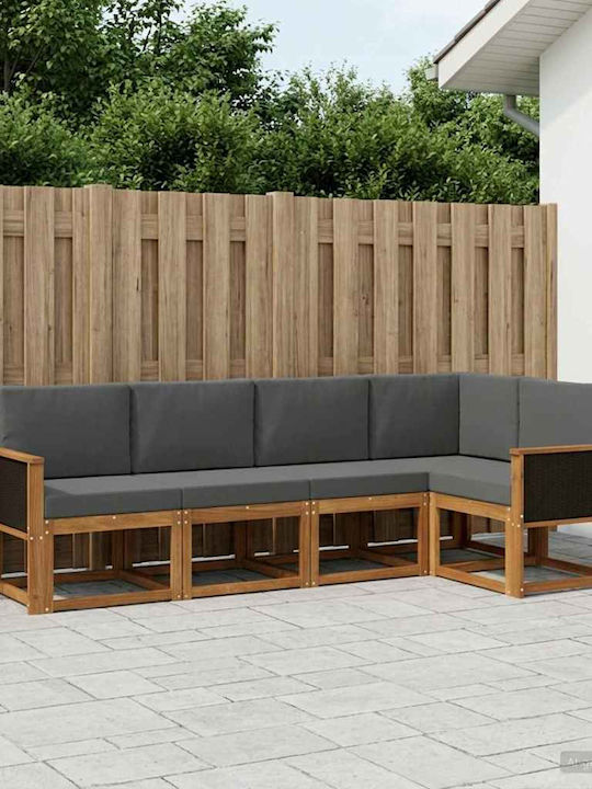 Ъглов Диван За Градина Пластмасов С Макси Подложки 243x124.5x73см