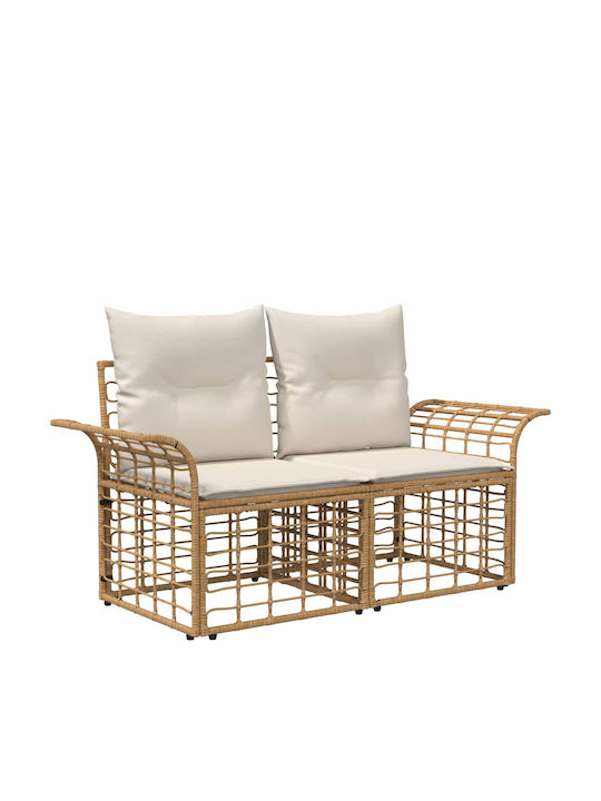 vidaXL Two-Seater Outdoor Rattan Sofa with Cushions