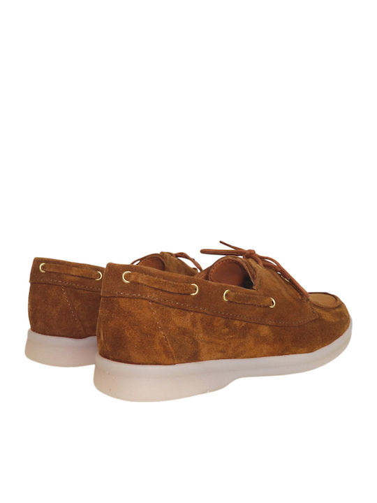 Leather Women's Boat Shoes in Brown Colour