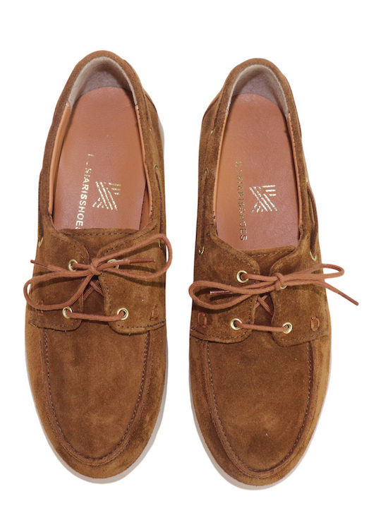 Leather Women's Boat Shoes in Brown Colour