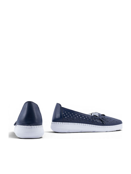 Leather Women's Loafers In Blue Colour
