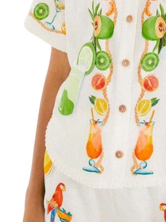 Short Sleeve Women's Shirt Off-white