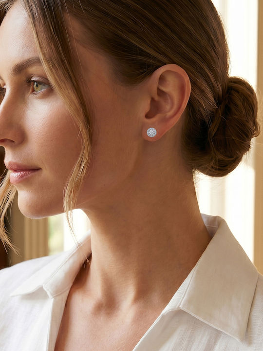 Stud Earrings in 18K White Gold with Diamond