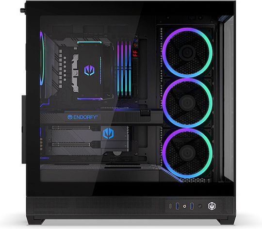 Endorfy Fishtank 6000 Corona Gaming Midi Tower Computer Case with Side Window and ARGB Lighting Black