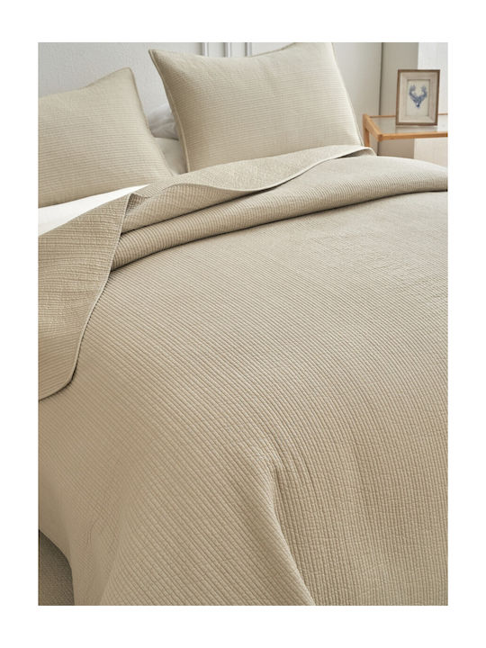 Down Town Home Σετ Κουβερλί Μονό Βαμβακερό Εκρού 170x240cm 2τμχ