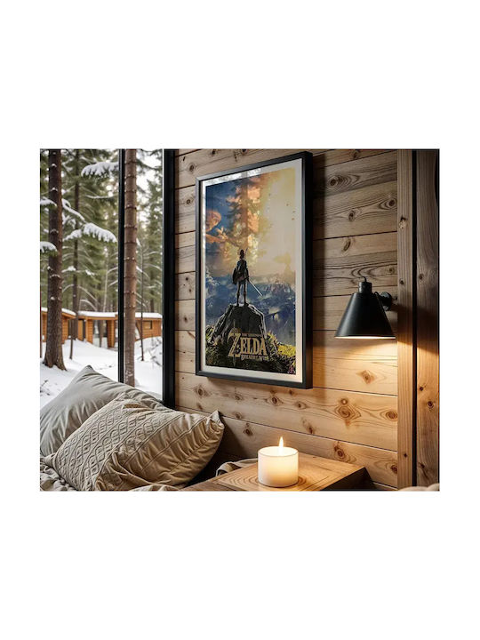 Gaming Poster Zelda Breath Wild Gm2338 40cm X 50cm White Wooden Frame