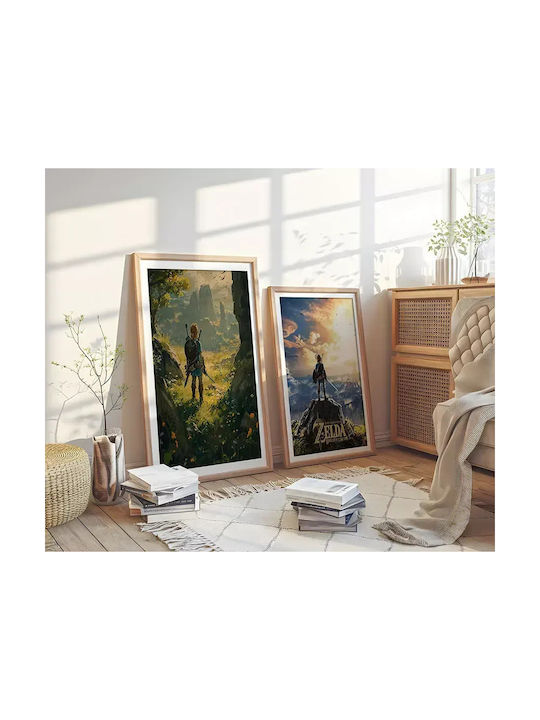 Gaming Poster Zelda Breath Wild Gm2338 40cm X 50cm White Wooden Frame