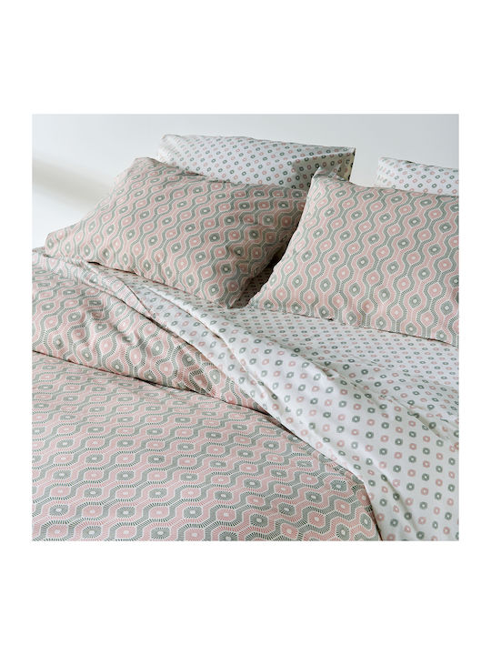 Kentia Trubi Set Single Cotton Coverlet Green Pink 160x240cm
