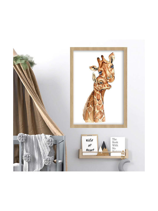 Kids Wall Art Giraffes with White Frame from Wood 40x50cm