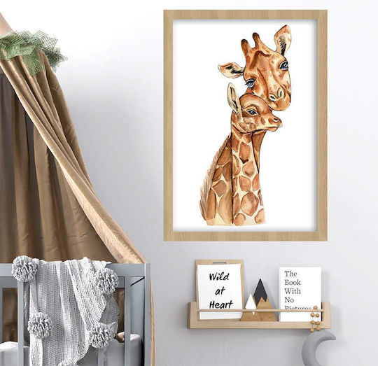 Παιδικό Κάδρο Giraffes με Λευκή Κορνίζα από Ξύλο 40x50εκ.