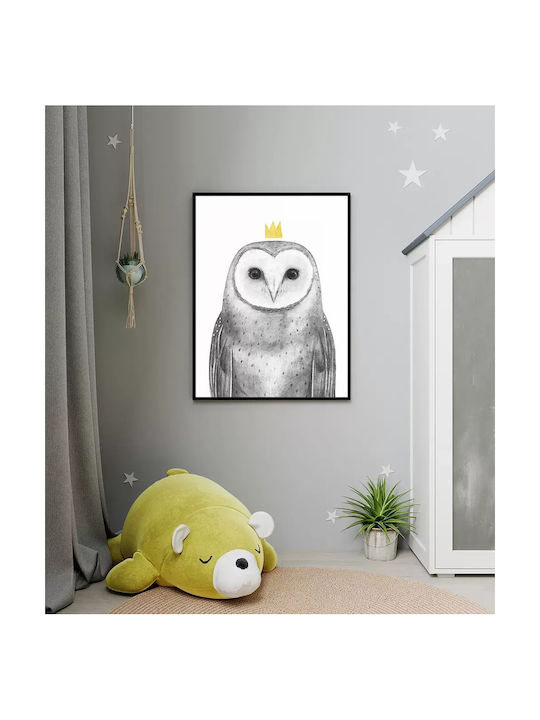Παιδικό Κάδρο Queen Owl με Λευκή Κορνίζα από Ξύλο 40x50εκ.