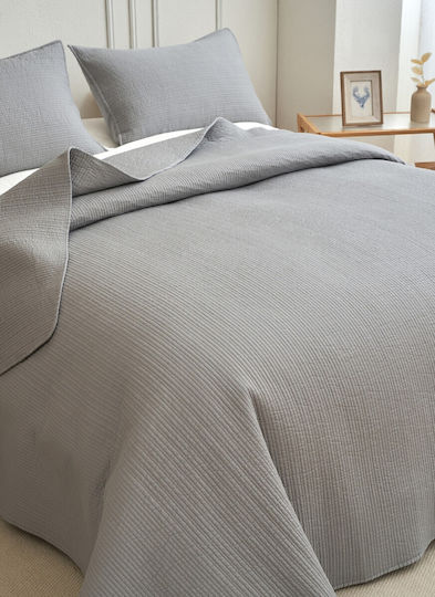 Down Town Home King Size Cotton Coverlet Set Blue 250x280cm 3 Pieces