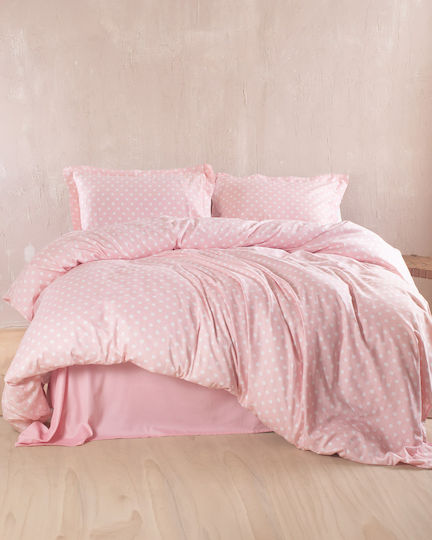 Rythmos Σετ Κουβερλί Υπέρδιπλο Βαμβακερό Ροζ 220x240cm 3τμχ