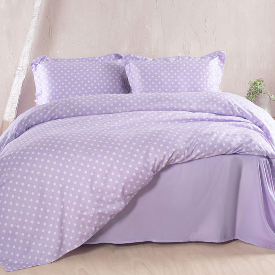 Rythmos Coquette Σετ Κουβερλί Υπέρδιπλο Βαμβακερό Λιλα 220x240cm 3τμχ