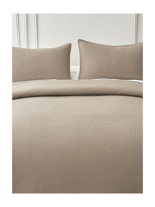 Down Town Home Σετ Κουβερλί Μονό Βαμβακερό Καφέ 170x240cm 2τμχ