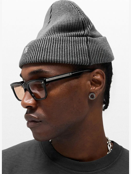 Beanie Unisex Σκούφος με Rib Πλέξη σε Γκρι χρώμα