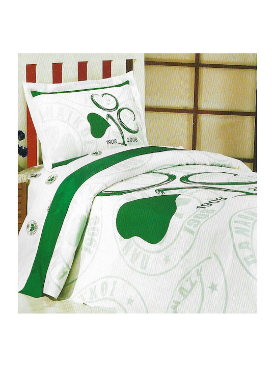 Palamaiki Panathinaikos FC1 Set Coverlet Single Cotton Green 170x240cm