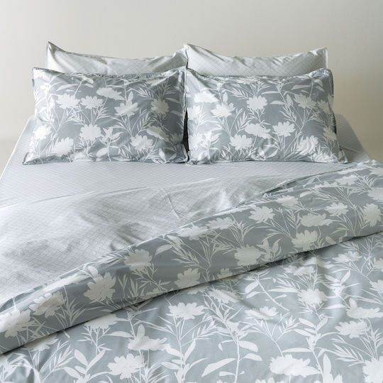 Kentia Rosaira Coverlet Super King Cotton Satin Gray-White 230x250cm