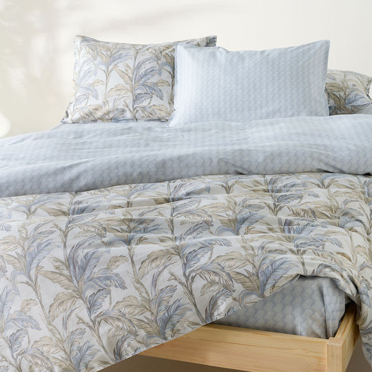 Kentia Kernel Κουβερλί Υπέρδιπλο Βαμβακοσατέν White-blue-beige 230x250cm