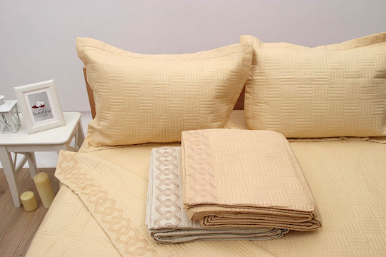 Sunshine Coverlet Set Super Double Beige 02 220x240cm 3 Pieces