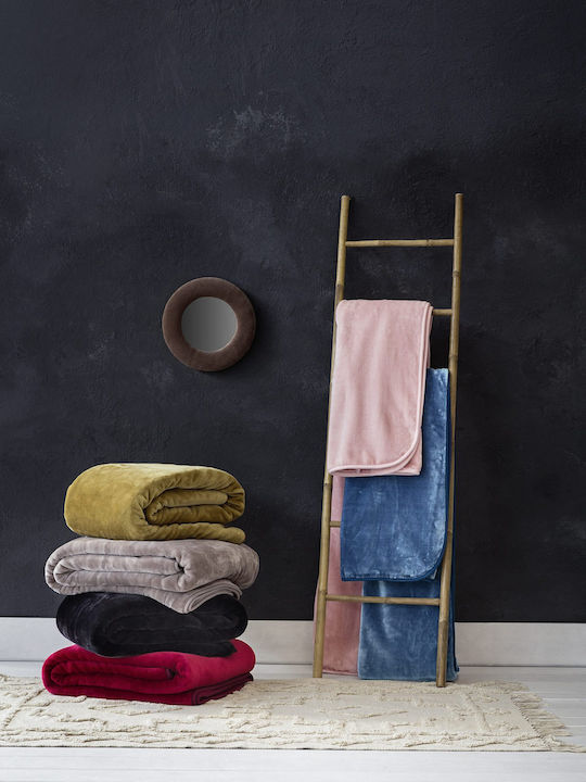 Nima Coperta Velvet Single Blanket 160x220cm Black / Anthracite