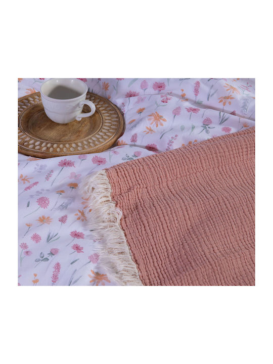 Nef-Nef Homeware Apollo Κουβέρτα Πικέ Υπέρδιπλη με Κρόσσια 230x240εκ. Salmon