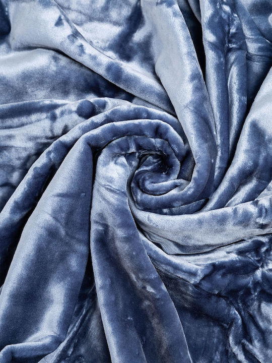 Sunshine Iris Velvet Blanket Single 160x220cm Blue
