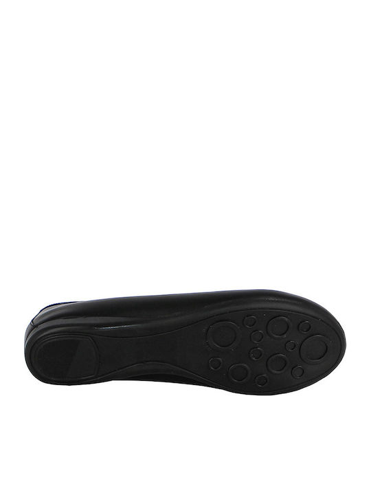 Leather Women's Ballerina Shoes In Black Color