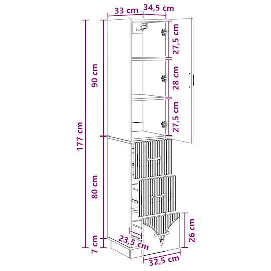 vidaXL Bathroom Column Floor 33x34.5x87cm Oak