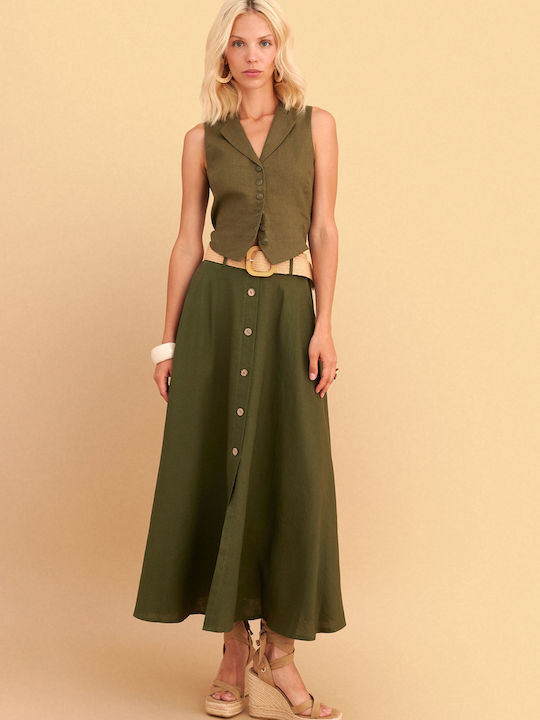 Fustă Maxi Din In Verde