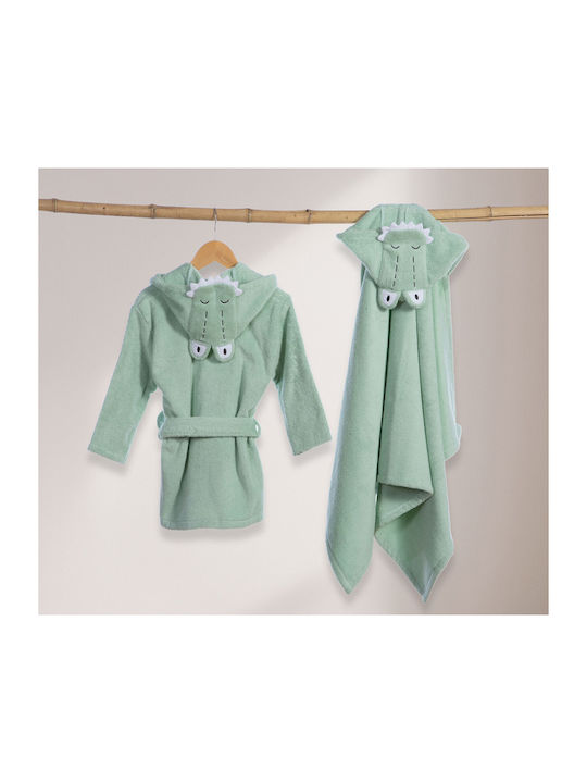 Nef-Nef Homeware Παιδικό Μπουρνούζι Savana Cameo Cameo Green με Κουκούλα