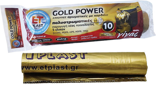 Etplast Trash Bags Gigas Gold Power Multilayered Aromatic With Drawstring Giga Pack 210pcs 70x95cm