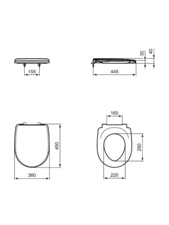 Ideal Standard Areal Καπάκι Λεκάνης Soft Close Πλαστικό Λευκό
