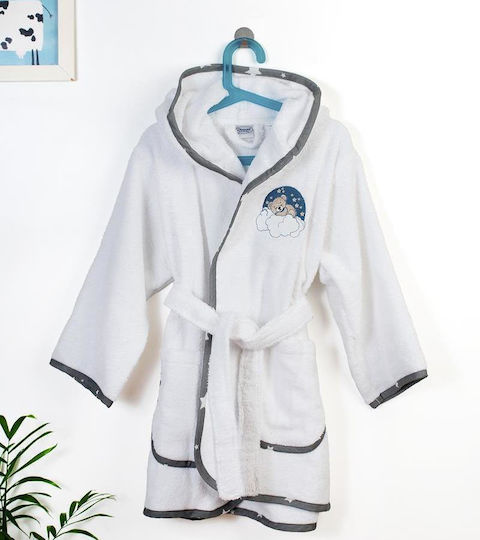 Dimcol Halat de Baie pentru Copii White-grey cu Glugă