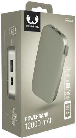 Fresh 'n Rebel Powerbank 6000mAh με Θύρα USB-A και Θύρα USB-C Dried Green