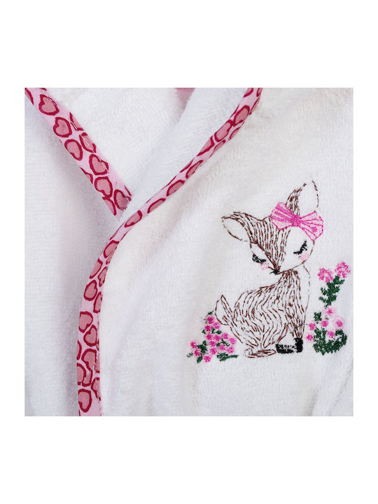 Dimcol Halat de Baie pentru Copii White-pink cu Glugă Dimcol Halat de Baie pentru Copii White-pink cu Glugă