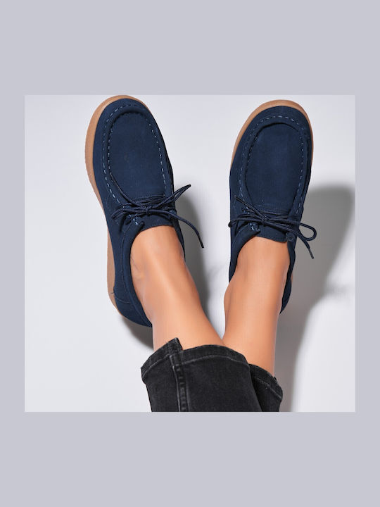 Suede Women's Oxfords in Navy Blue Colour