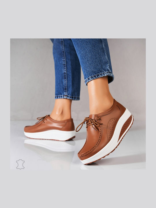 Oxfords Pentru Femei Din Piele În Culoare Maro